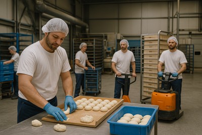 Production Line Packer (Biscuits)