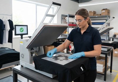 T-shirt printing production employee